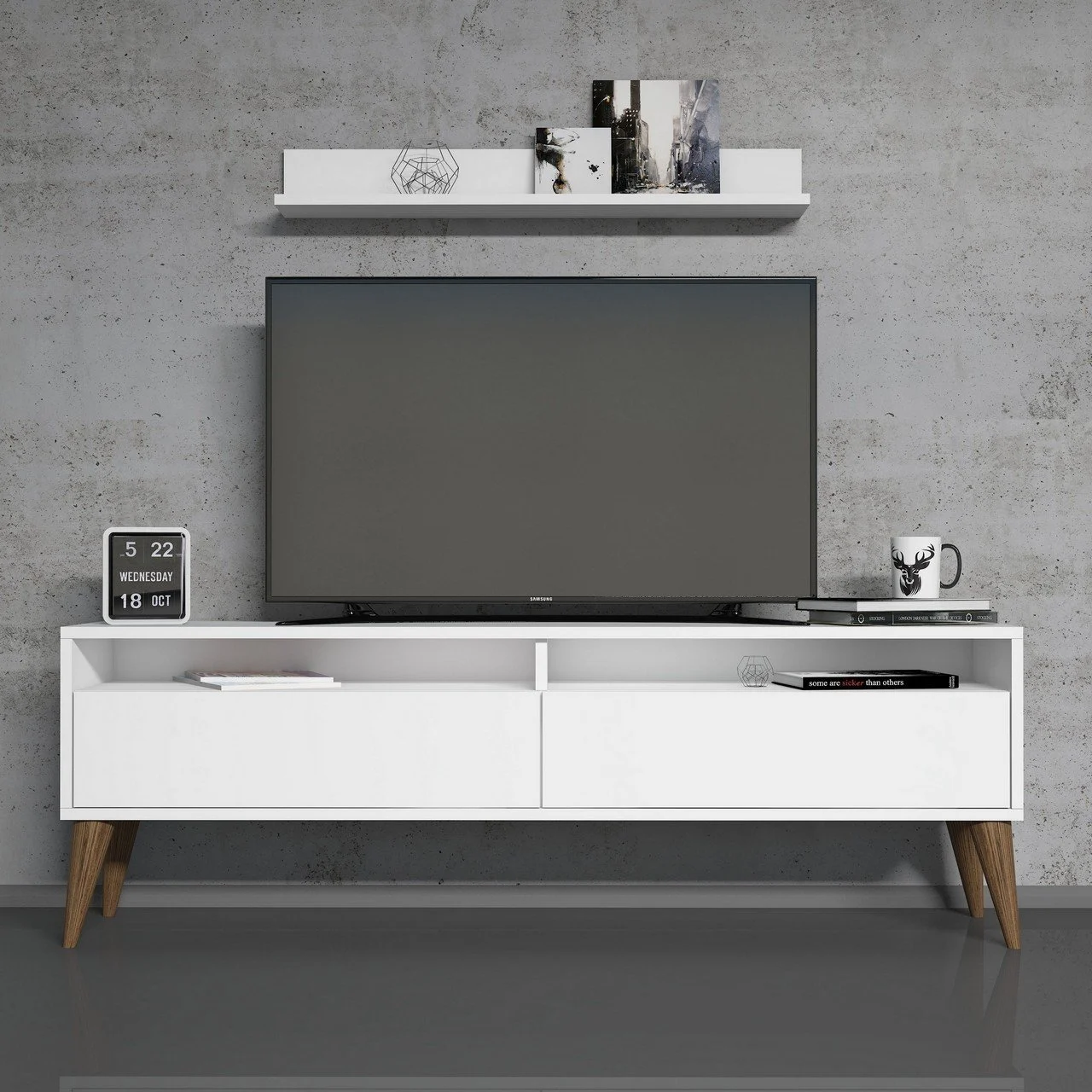 Best Tv Stend Divar Rəfli - Ağ 