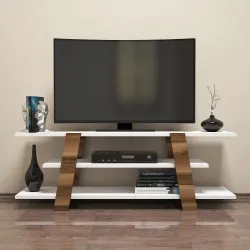 Flower Tv Stend - Cəviz/Ağ 