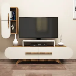 Rose Divar Rəfli Tv Stend - Cəviz/Krem 