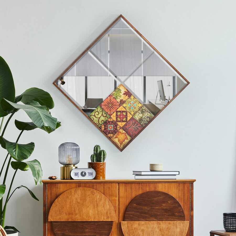 Traverten Bizoteli Güzgü 62 cm * 62 cm - Hazan - 1